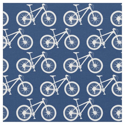 White Bicycles Pattern on Navy Blue Fabric