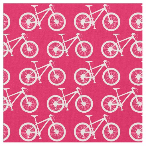 White Bicycles Pattern on Pink Fabric