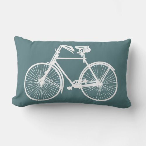 white bike bicycle Throw pillow  blue green