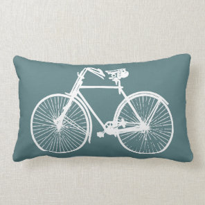 white bike bicycle Throw pillow  blue green
