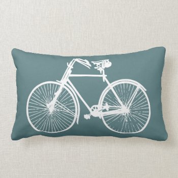 White Bike Bicycle Throw Pillow  Blue Green by Lighthouse_Route at Zazzle