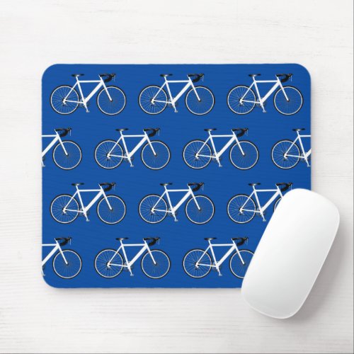 White Bike On Blue Mouse Pad