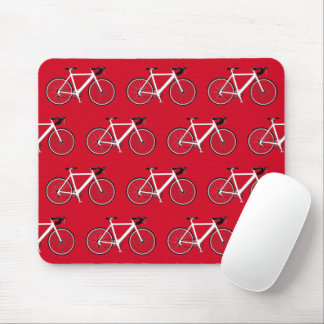 White Bike On Red Mouse Pad