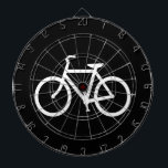White Bike Route Dart Board<br><div class="desc">White bike symbol based on a typical bike route sign. A nice gift for bicyclists. You can change the background color from black to your favorite color.</div>