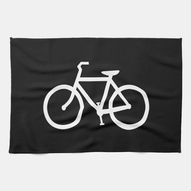 White Bike Route Kitchen Towel (Horizontal)