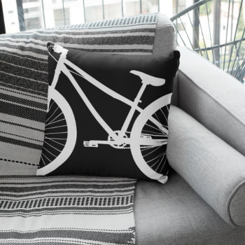 White Bike Silhouette Custom Color Throw Pillow by SimplyBoutiques at Zazzle