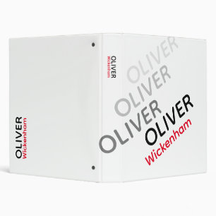 White Binder with Diagonal red/black Name Modern