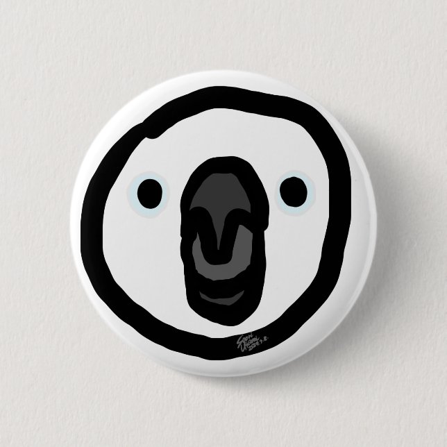 White birb "Kohaku" Button (Front)
