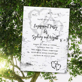 White Birch Bark Engagement Party Invitation