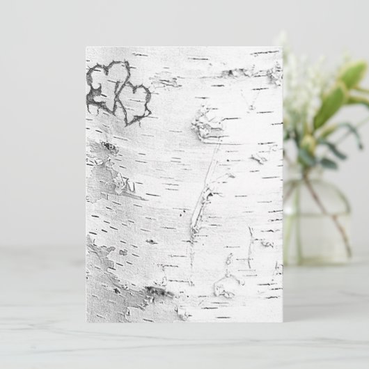 White Birch Bark Rustic Hearts Blank Paper (Standing Front)