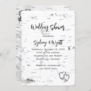 White Birch Bark Wedding Shower Invitation