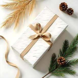 White Birch Bark Woodgrain Tree Texture Christmas Wrapping Paper