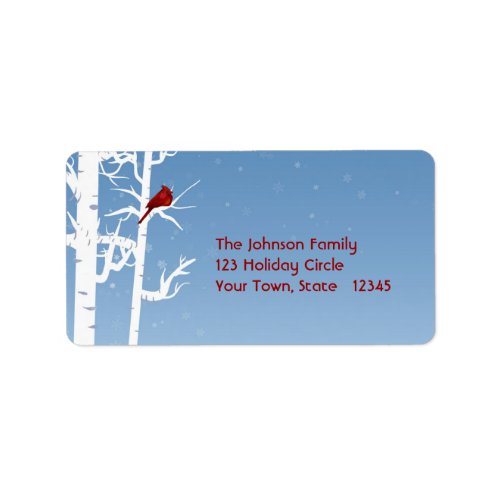 White Birch Red Bird Address Label