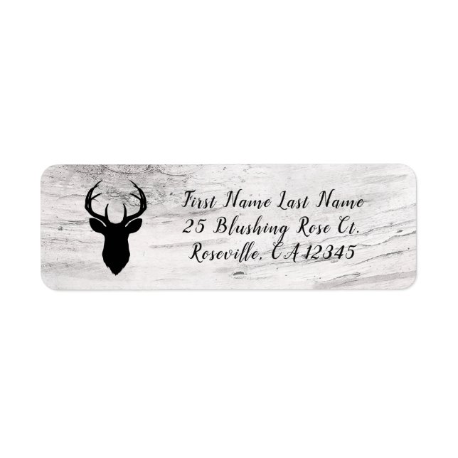 White Birch Rustic Country Farmhouse Deer Antlers Label (Front)