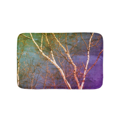 White Birch Tree Abstract Blue Sky Nature Bath Mat