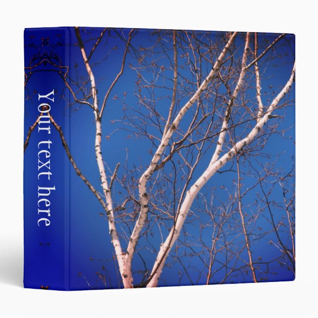 White Birch Tree Against Blue Sky Personalized 3 Ring Binder (Front/Spine)