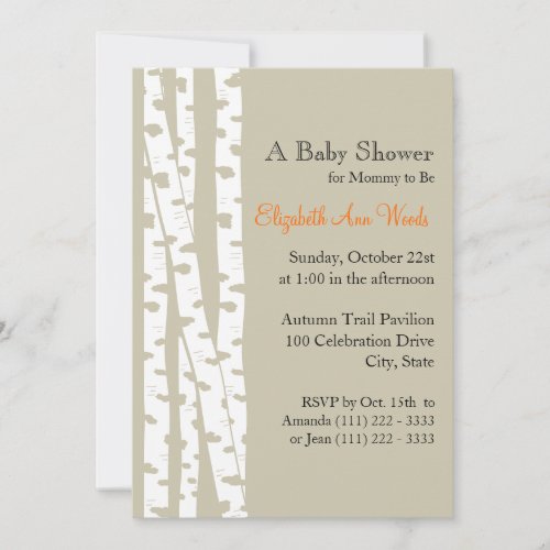 White Birch Tree Baby Shower Invitation
