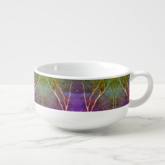 White Birch Tree Blue Sky Abstract Soup Mug