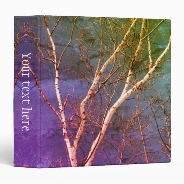 White Birch Tree Blue Sky Art Personalized  3 Ring Binder (Front/Spine)