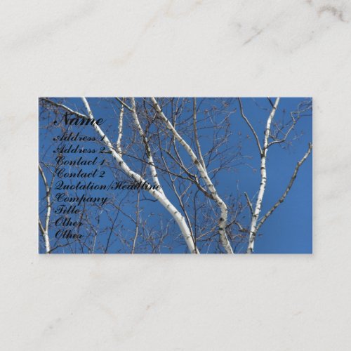White Birch Tree Blue Sky Nature Business Card