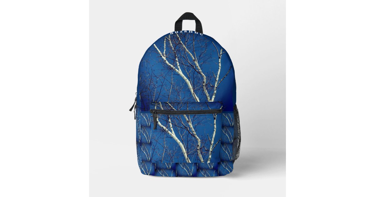 White Birch Tree Blue Sky Personalized Printed Backpack | Zazzle