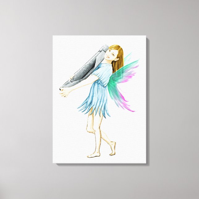 White Birch Tree Fairy Carrying Bark Canvas Print (Front)