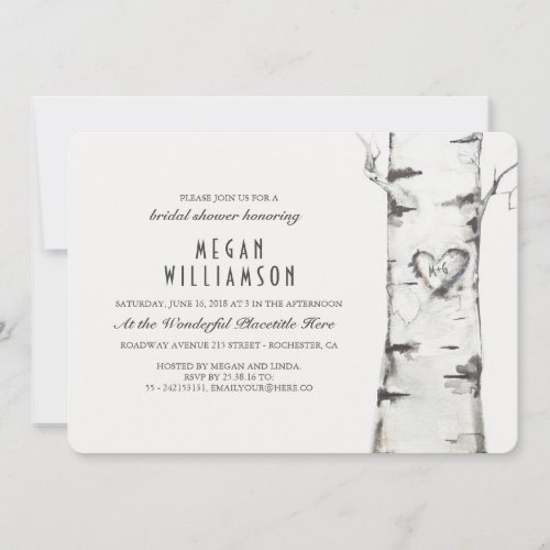 White Birch Tree Rustic Bridal Shower Invitation