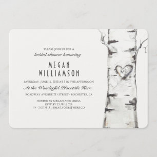 White Birch Tree Rustic Bridal Shower Invitation