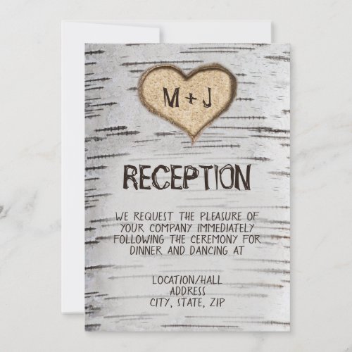 White birch tree rustic country wedding reception invitation