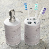 White Birch Tree Wood Rustic Barn Farmhouse Chic Soap Dispenser And Toothbrush Holder (Front)