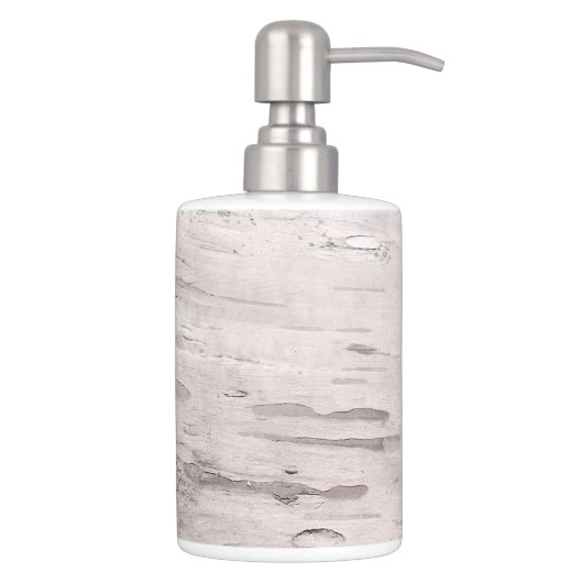 White Birch Tree Wood Rustic Barn Farmhouse Chic Soap Dispenser And Toothbrush Holder (Right)