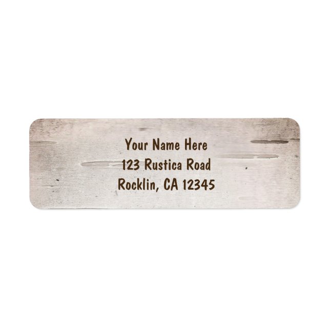 White Birch Tree Wood Rustic Country Invitation Label (Front)