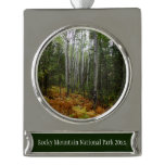 White Birch Trees and Fall Ferns at Rocky Mountain Silver Plated Banner Ornament