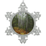 White Birch Trees and Fall Ferns at Rocky Mountain Snowflake Pewter Christmas Ornament