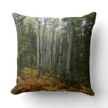 White Birch Trees and Fall Ferns at Rocky Mountain Throw Pillow