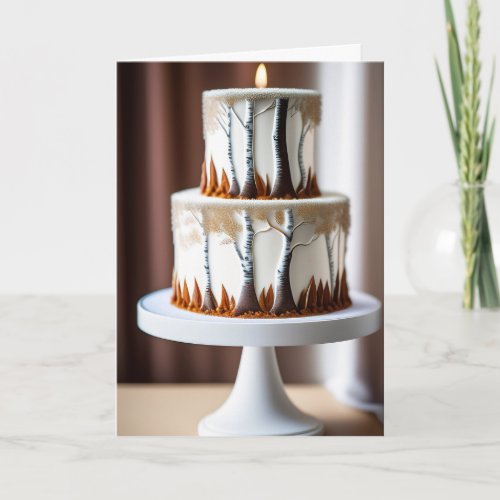 White Birch Trees and Pretty Cardinals Birthday  Card