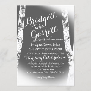 White Birch Trees Design Wedding Invitation