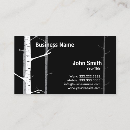 White Birch Trees Forest Dark business card