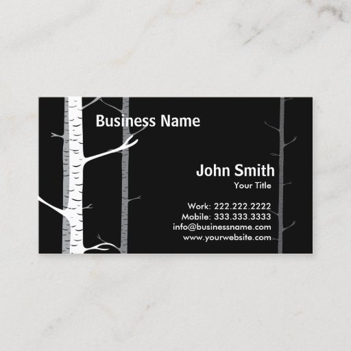 Customizable White Birch Trees Forest Dark business card