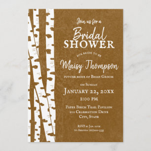White Birch Trees Rustic Woodland Bridal Shower Invitation