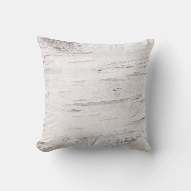White Birch Wood Rustic Country Farmhouse Barn Throw Pillow (Front)
