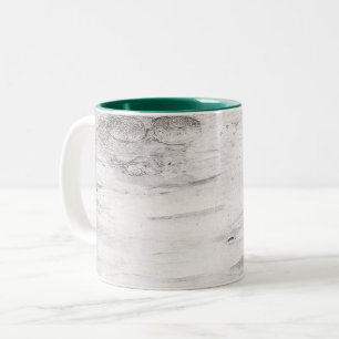 White Birch Wood Rustic Country Farmhouse Barn Two-Tone Coffee Mug