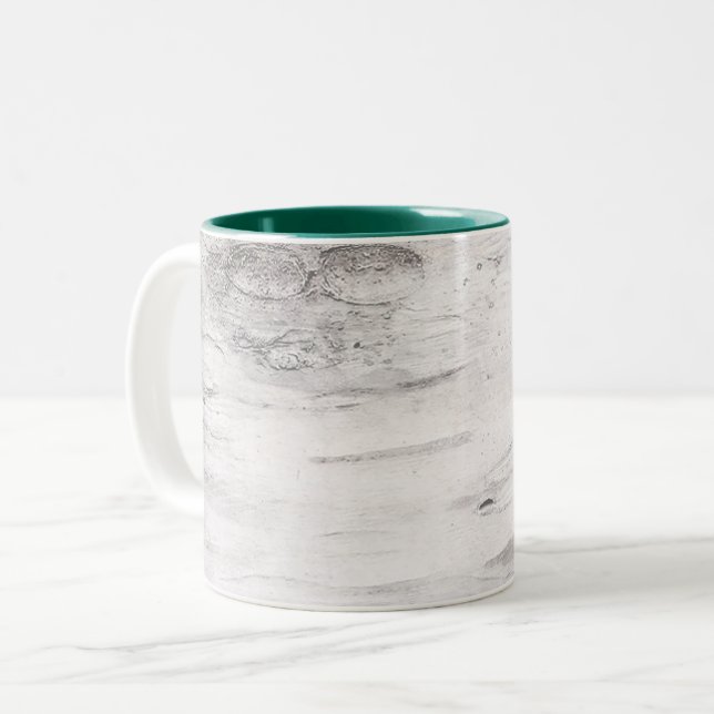 White Birch Wood Rustic Country Farmhouse Barn Two-Tone Coffee Mug (Front Left)