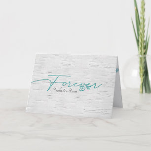 White Birch Wood Wedding Thank You Card