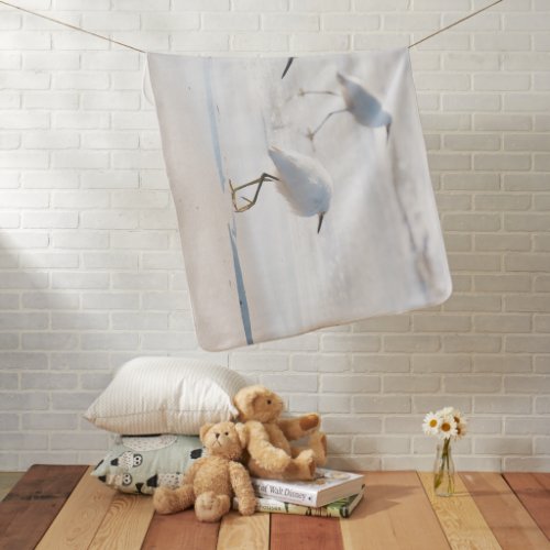 white bird baby blanket