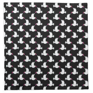 White Bird Breast Cancer Awareness Pattern Cloth Napkin