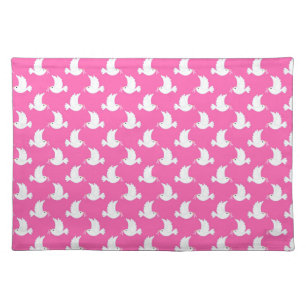 White Bird Breast Cancer Awareness Pattern Cloth Placemat