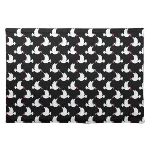 White Bird Breast Cancer Awareness Pattern Cloth Placemat