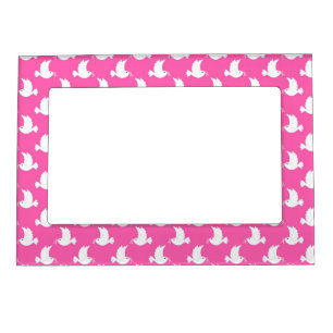 White Bird Breast Cancer Awareness Pattern Magnetic Frame