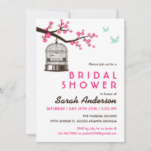 White Bird Cage Floral Bridal Shower Invitation